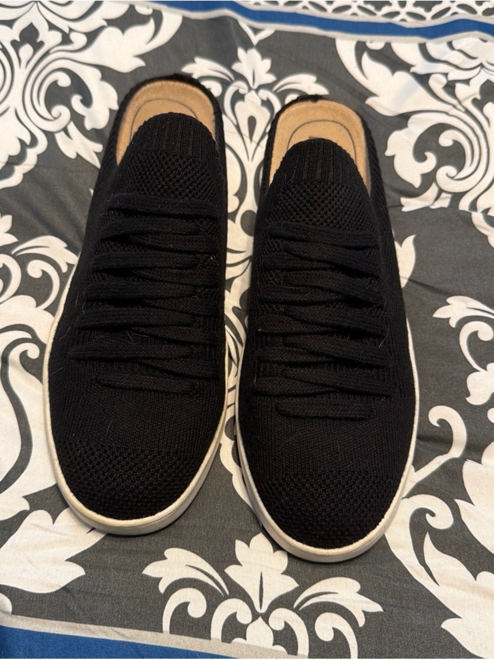 Black Knit Slip-On Sneakers